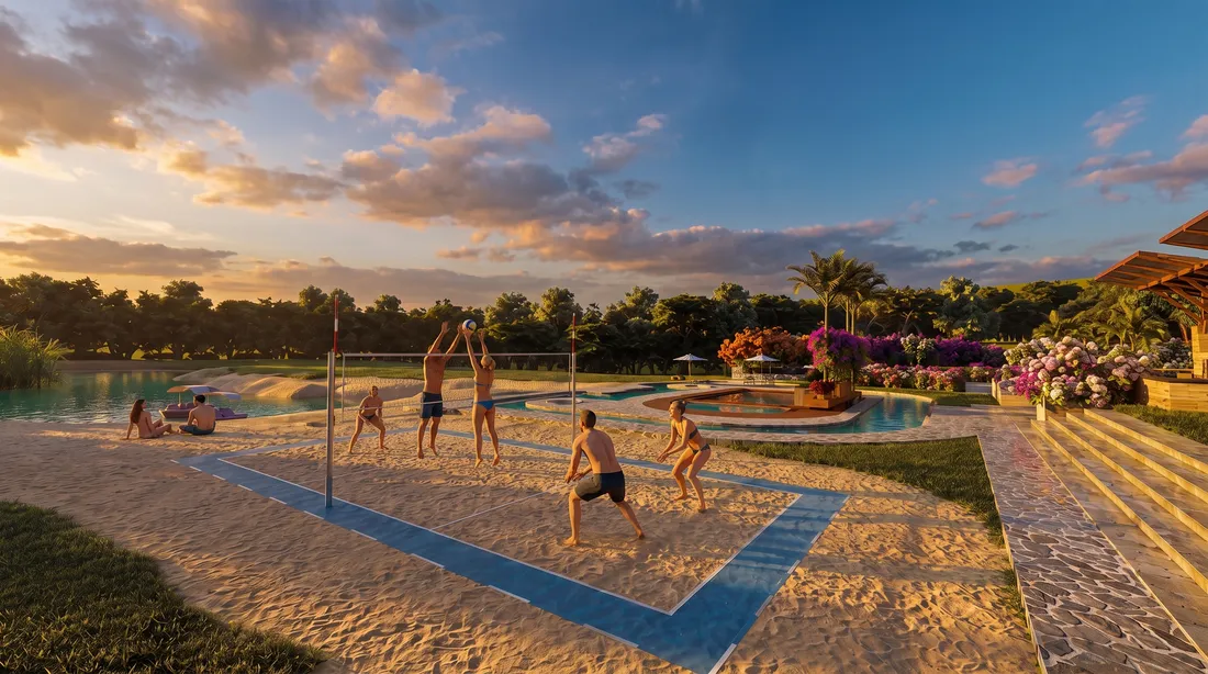 Vóley playa al atardecer
